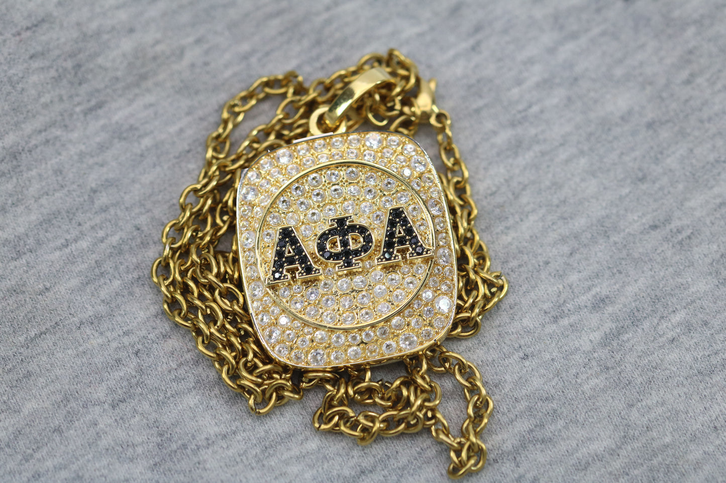 Alpha Phi Alpha Fraternity Pendant Necklace (ΑΦΑ) - Shine Man Series, Gold