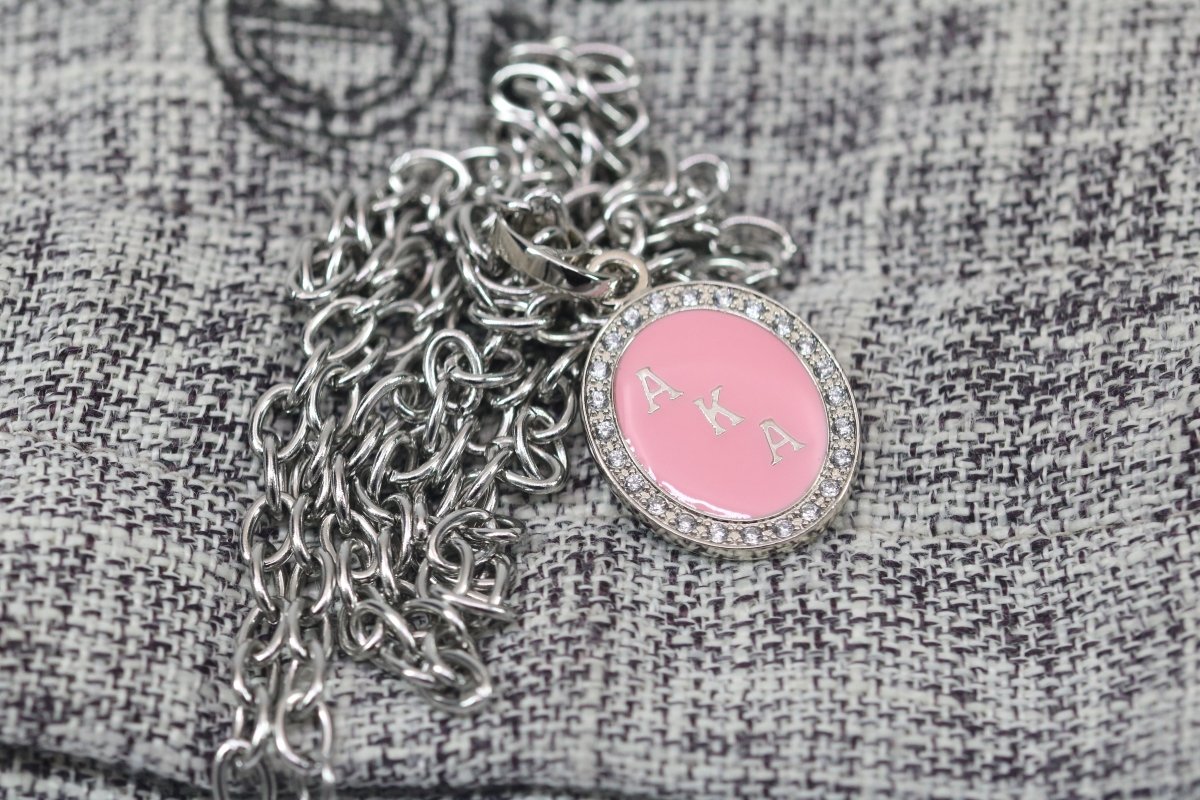 Alpha Kappa Alpha Pendant Necklace (AKA) - Flower Series, Silver - fratrings