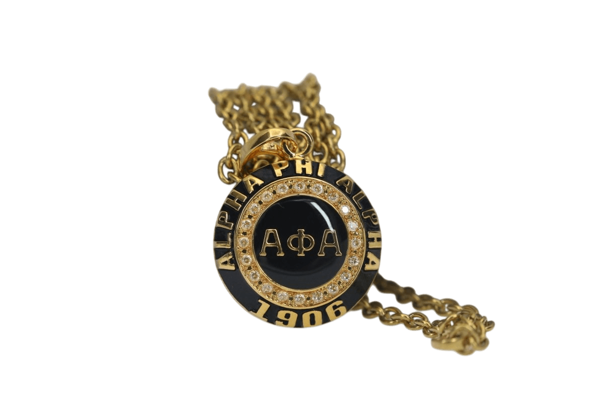 Alpha Phi Alpha Fraternity Pendant Necklace (ΑΦΑ) - Classic Man Series, Gold - fratrings