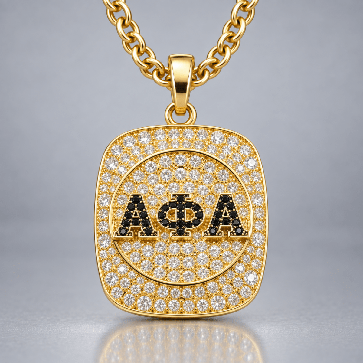 Alpha Phi Alpha Fraternity Pendant Necklace - Shine Man Series, Gold - fratrings