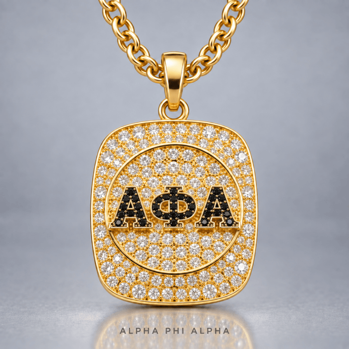 Alpha Phi Alpha Fraternity Pendant Necklace - Shine Man Series, Gold