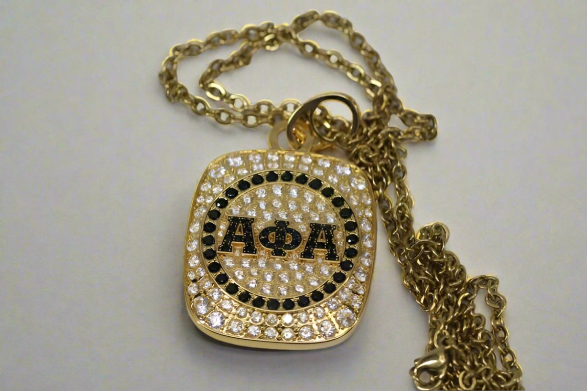 Alpha Phi Alpha Pendant Necklace (ΑΦΑ) - Big Boy Series, Gold - fratrings
