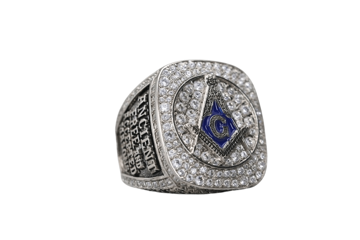 Ancient Free And Accepted Masons Ring (Eye Of The Providence) - Shine Series, Silver - fratrings