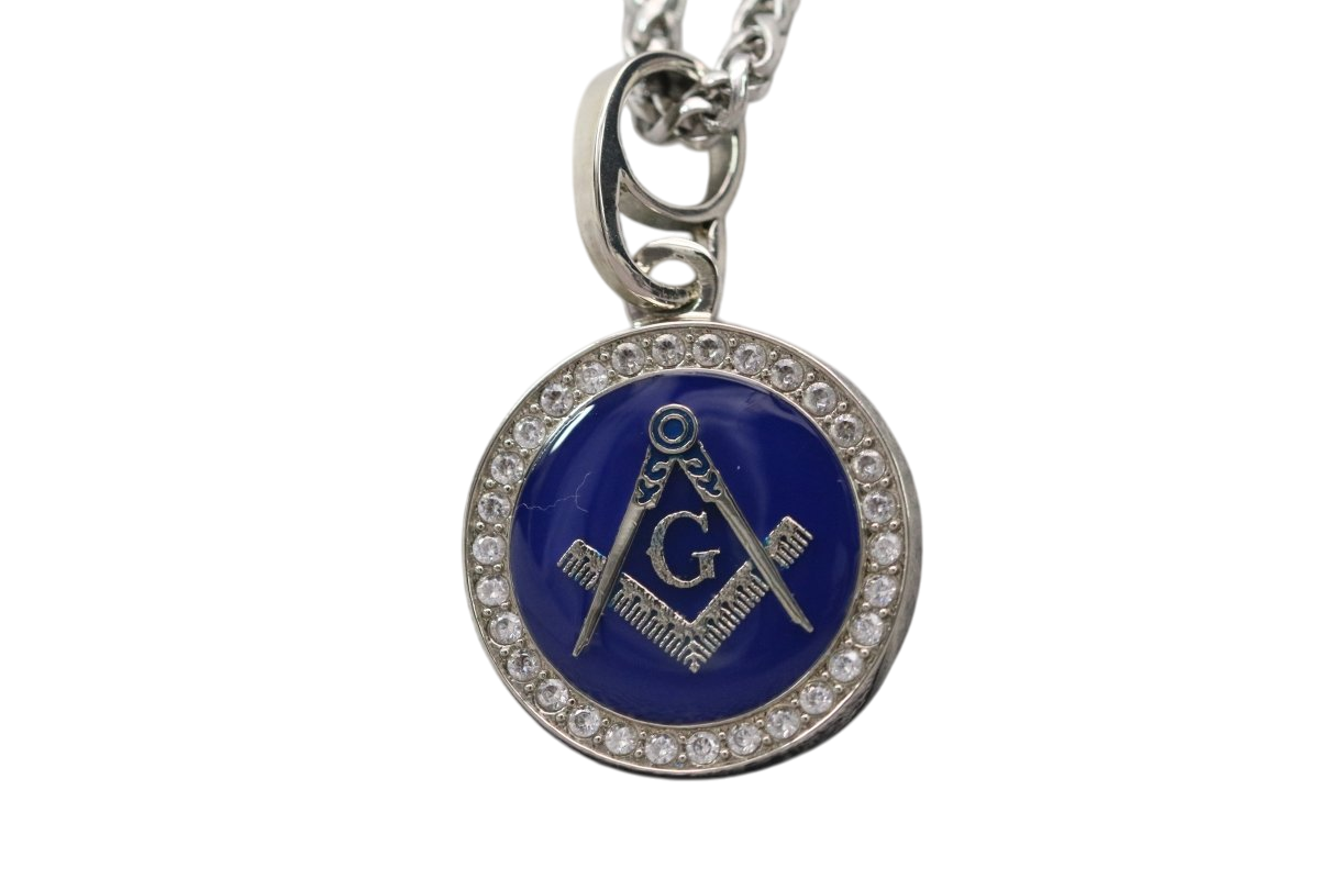 Freemasonry Masons Pendant Necklace - Classic Man, Silver - fratrings