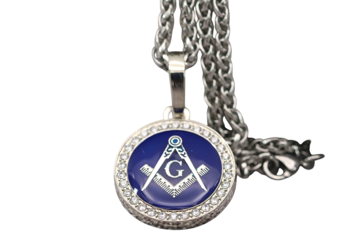 Freemasonry Masons Pendant Necklace - Classic Man, Silver - fratrings