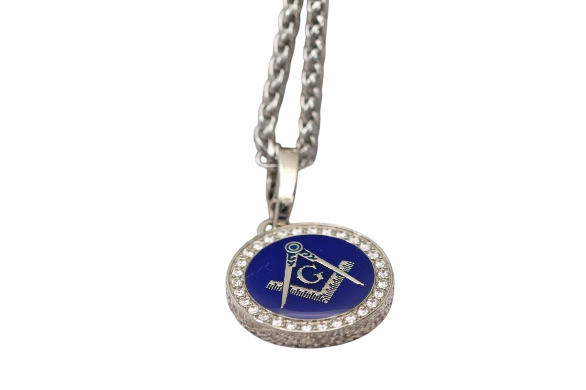 Freemasonry Masons Pendant Necklace - Classic Man, Silver - fratrings