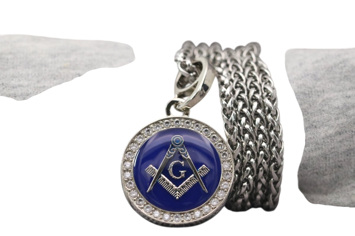 Freemasonry Masons Pendant Necklace - Classic Man, Silver - fratrings