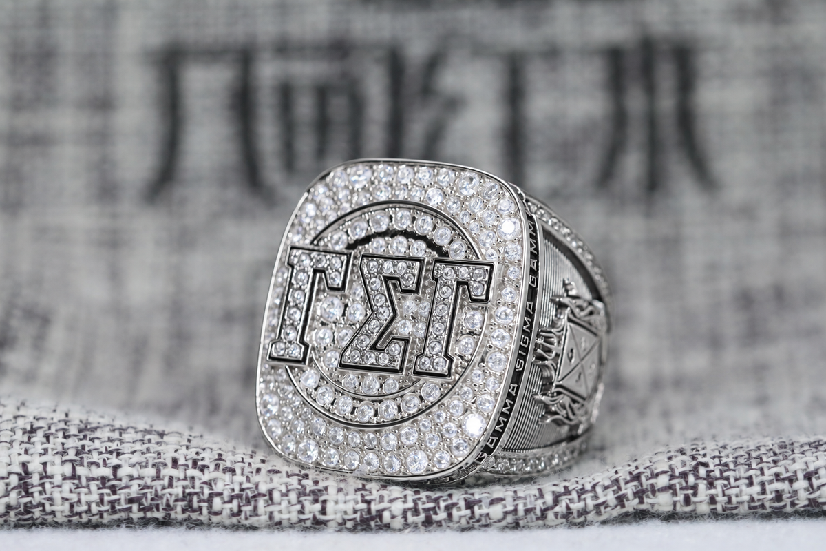 Gamma Sigma Gamma Official Series ring — all silver rhodium finish