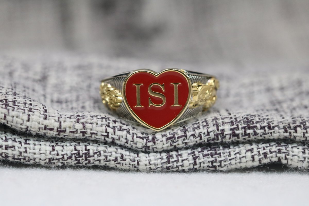 Iota Sweethearts Sorority Ring (ISI) - Heart Series, Dual Finish - fratrings