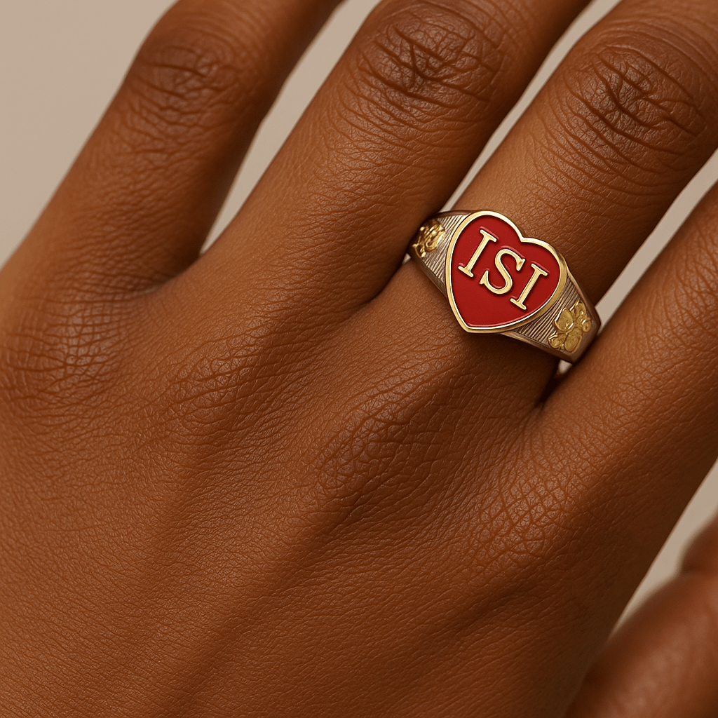 Iota Sweethearts Sorority Ring (ISI) - Heart Series, Dual Finish - fratrings