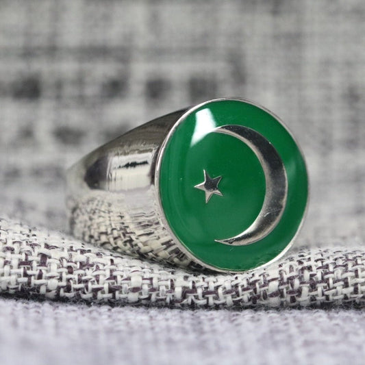 Islamic Crescent Moon and Star Ring (Muslim Ring) - True Believers Series - fratrings