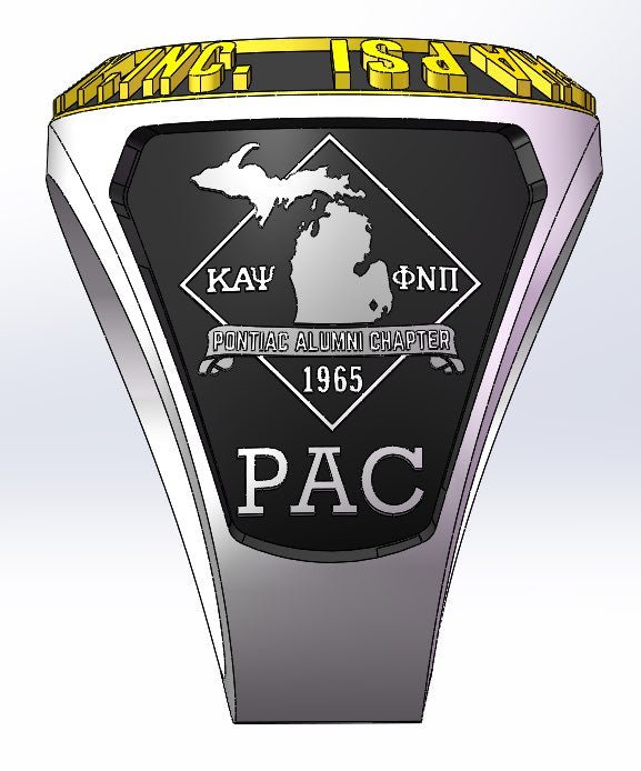 Kappa Alpha Psi Fraternity Ring (ΚΑΨ) - Classic Man Series SPECIAL EDITION Pontiac Alumni Chapter, Yellow Gold Face - fratrings