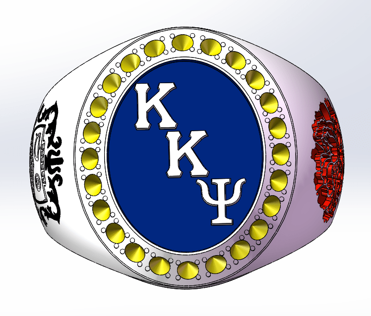 Kappa Kappa Psi Fraternity Ring (KKΨ) - Flower Series, Silver - fratrings