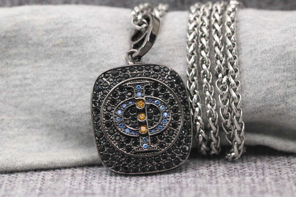Mu Beta Phi Pendant Necklace (ΜΒΦ) - Shine Series, Black Nickel - fratrings