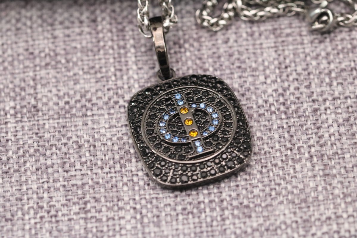 Mu Beta Phi Pendant Necklace (ΜΒΦ) - Shine Series, Black Nickel - fratrings