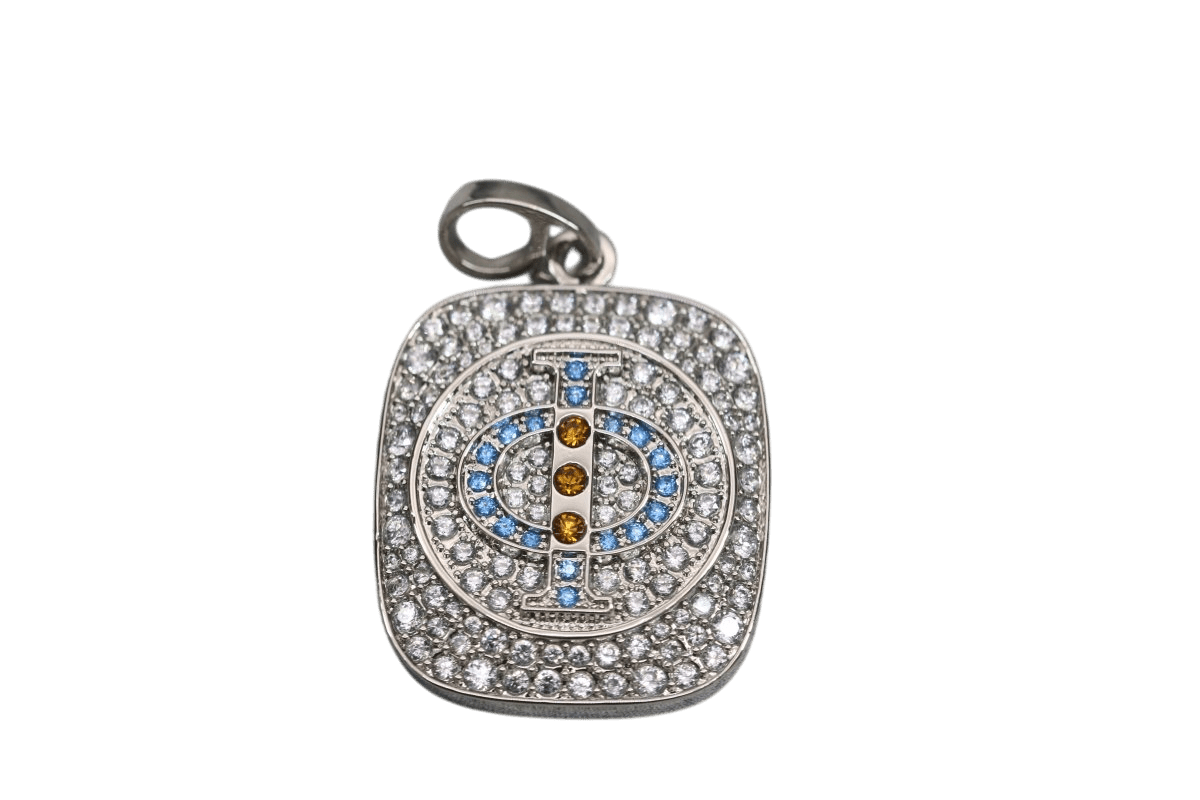 Mu Beta Phi Pendant Necklace (ΜΒΦ) - Shine Series, Silver - fratrings