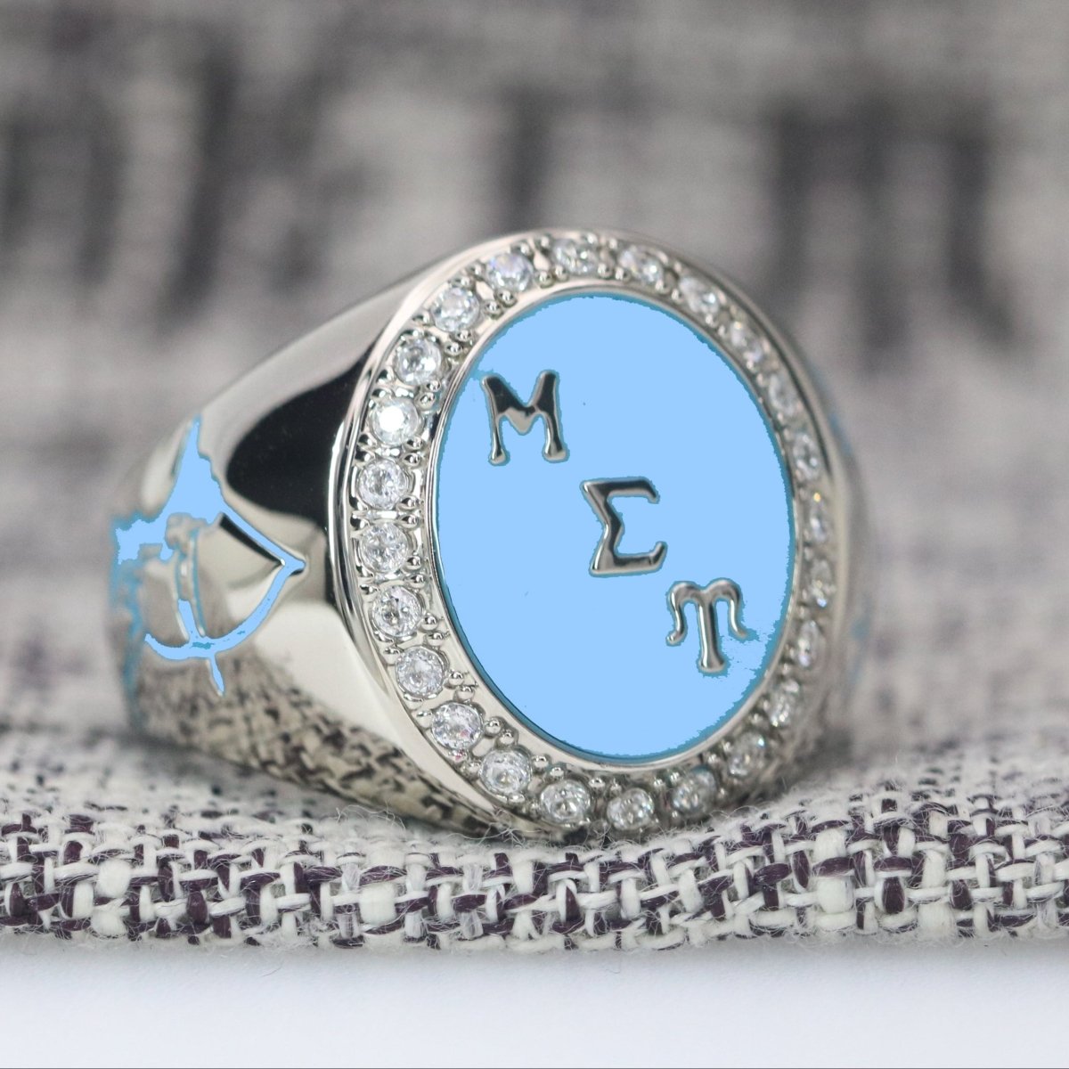 Mu Sigma Upsilon Sorority Ring (ΜΣΥ) - Flower Series, Silver - fratrings