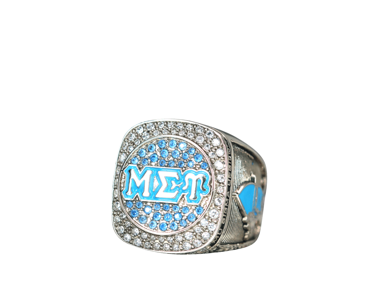 Mu Sigma Upsilon Sorority Ring (ΜΣΥ) - Shine Series, Silver - fratrings