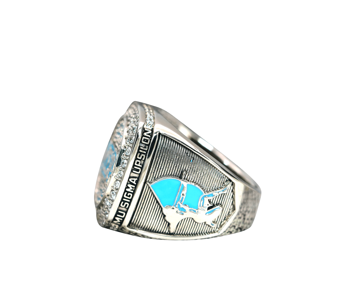 Mu Sigma Upsilon Sorority Ring (ΜΣΥ) - Shine Series, Silver - fratrings