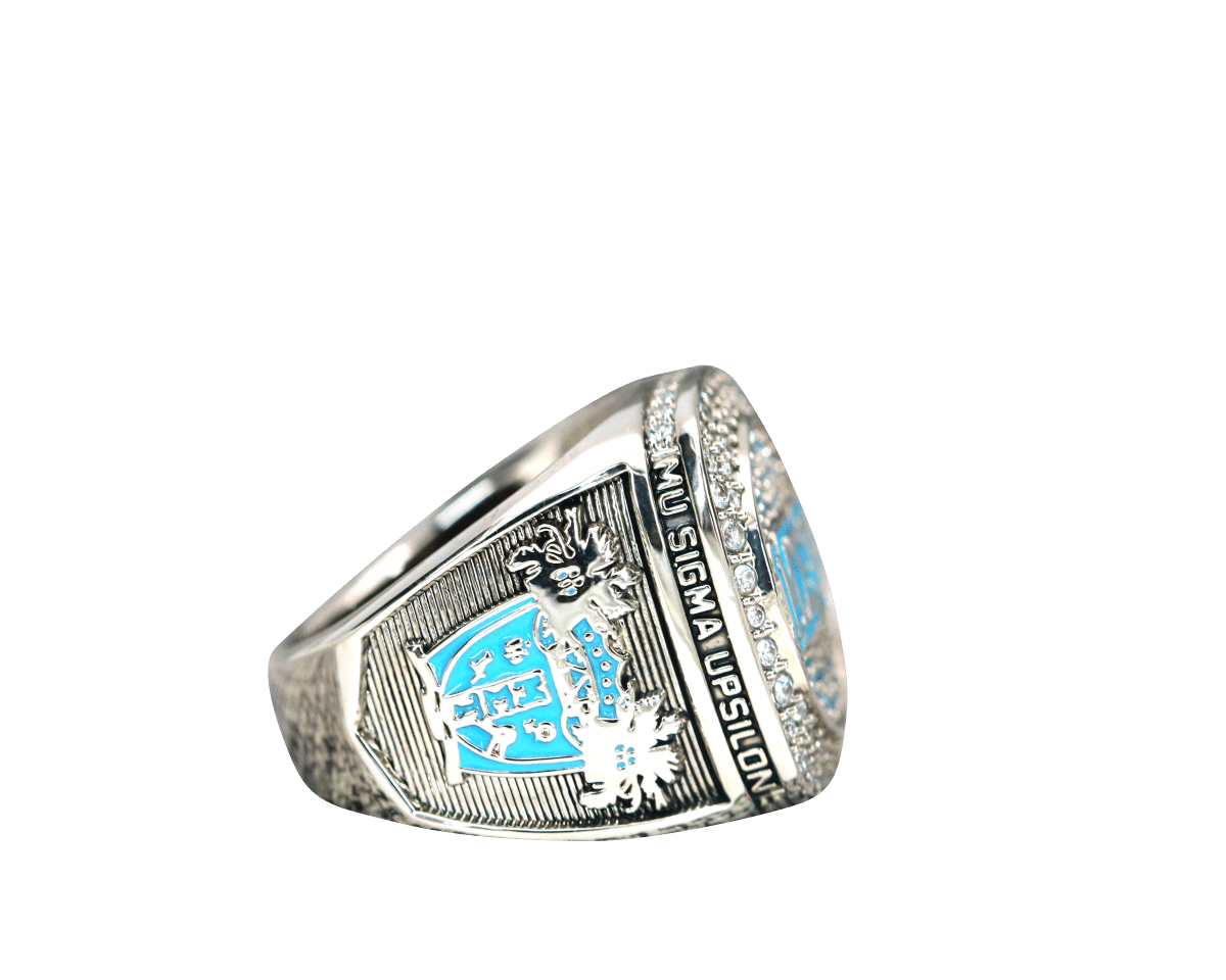 Mu Sigma Upsilon Sorority Ring (ΜΣΥ) - Shine Series, Silver - fratrings