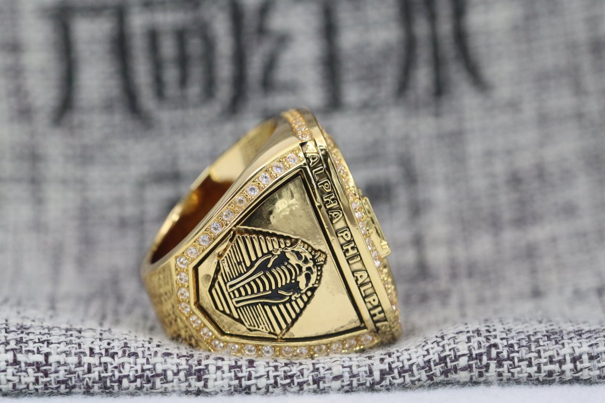 Official Alpha Phi Alpha Ring - Gold & Black Stones - fratrings