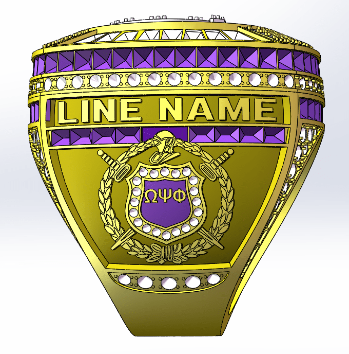 Omega Psi Phi Life Member Ring (ΩΨΦ) – Life Members Finger Trophy Series, Gold - fratrings