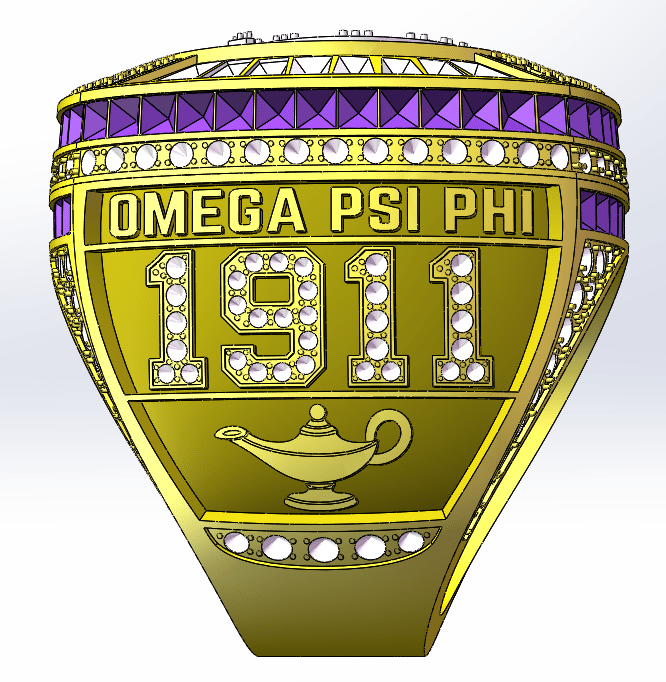 Omega Psi Phi Life Member Ring (ΩΨΦ) – Life Members Finger Trophy Series, Gold - fratrings