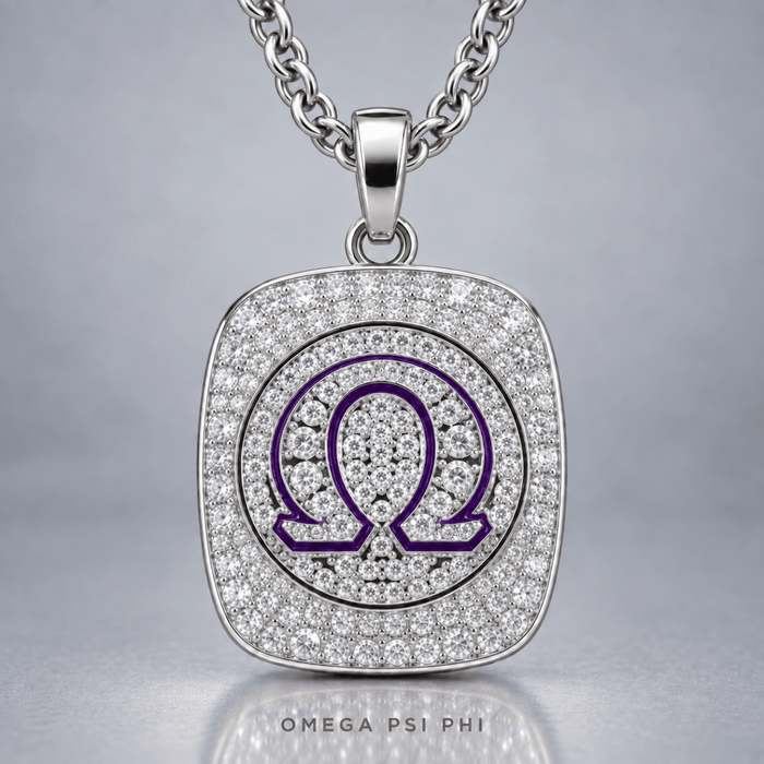 Omega Psi Phi Pendant Necklace - Shine Series, Silver