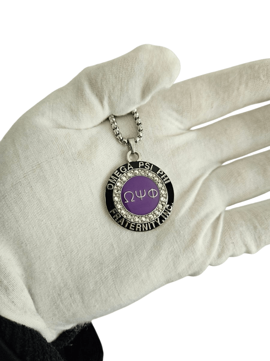 Omega Psi Phi Pendant Necklace (ΩΨΦ) - Active Member Pendant Necklace, Classic Man Series - fratrings