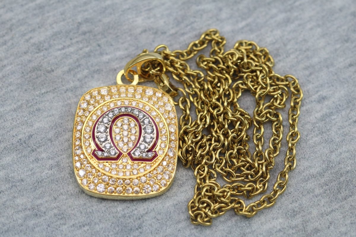 Omega Psi Phi Pendant Necklace (ΩΨΦ) - Shine Series, Gold - fratrings