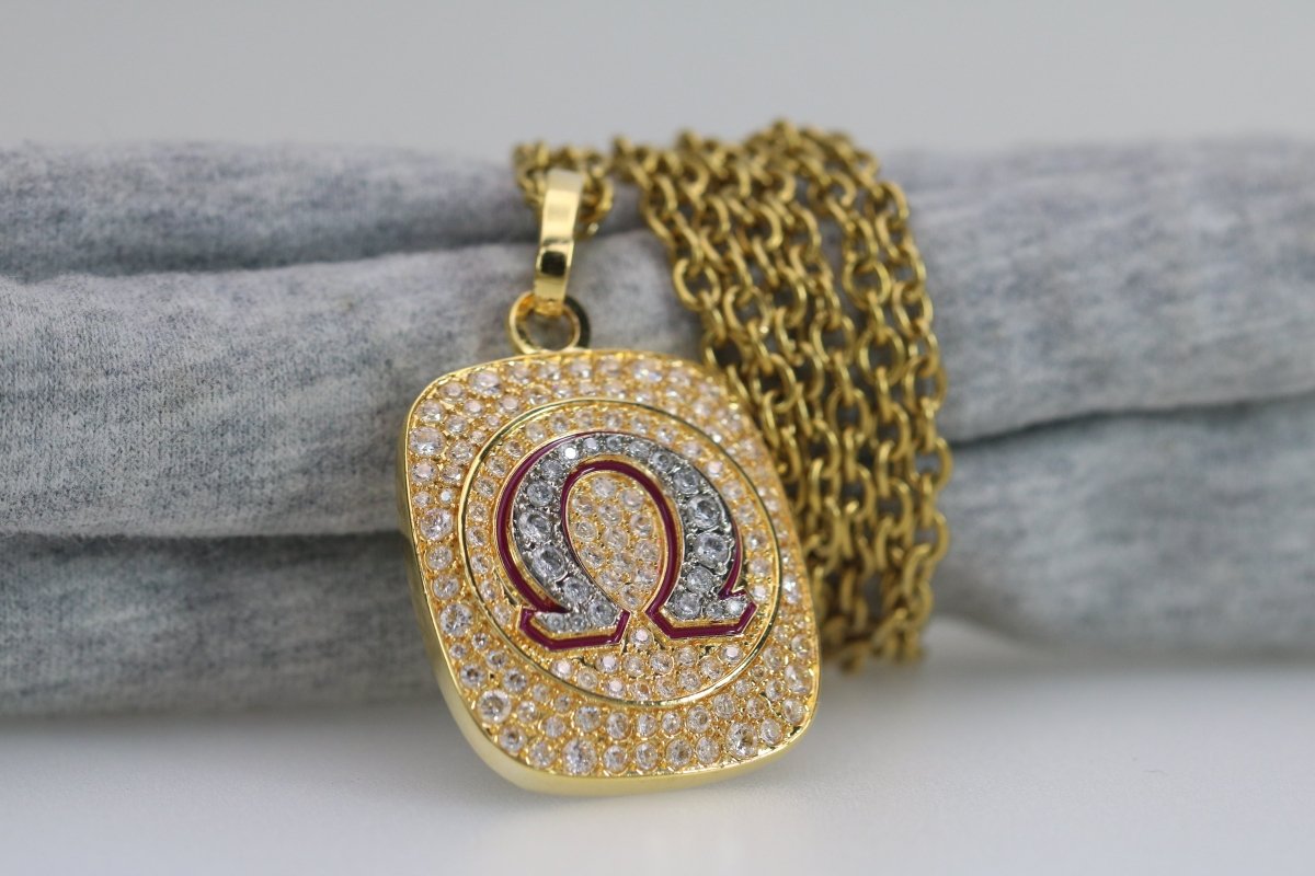 Omega Psi Phi Pendant Necklace (ΩΨΦ) - Shine Series, Gold - fratrings