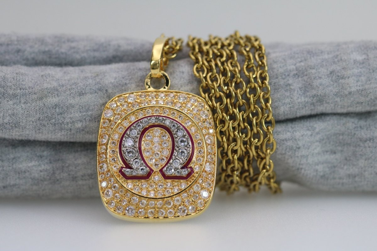 Omega Psi Phi Pendant Necklace (ΩΨΦ) - Shine Series, Gold - fratrings