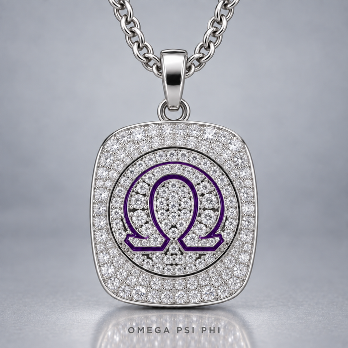 Omega Psi Phi Pendant Necklace - Shine Series, Silver