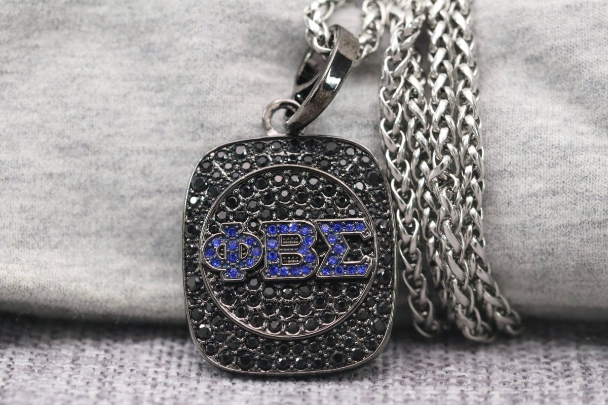 Phi Beta Sigma Pendant Necklace (ΦΒΣ) - Shine Series, Black Nickel - fratrings