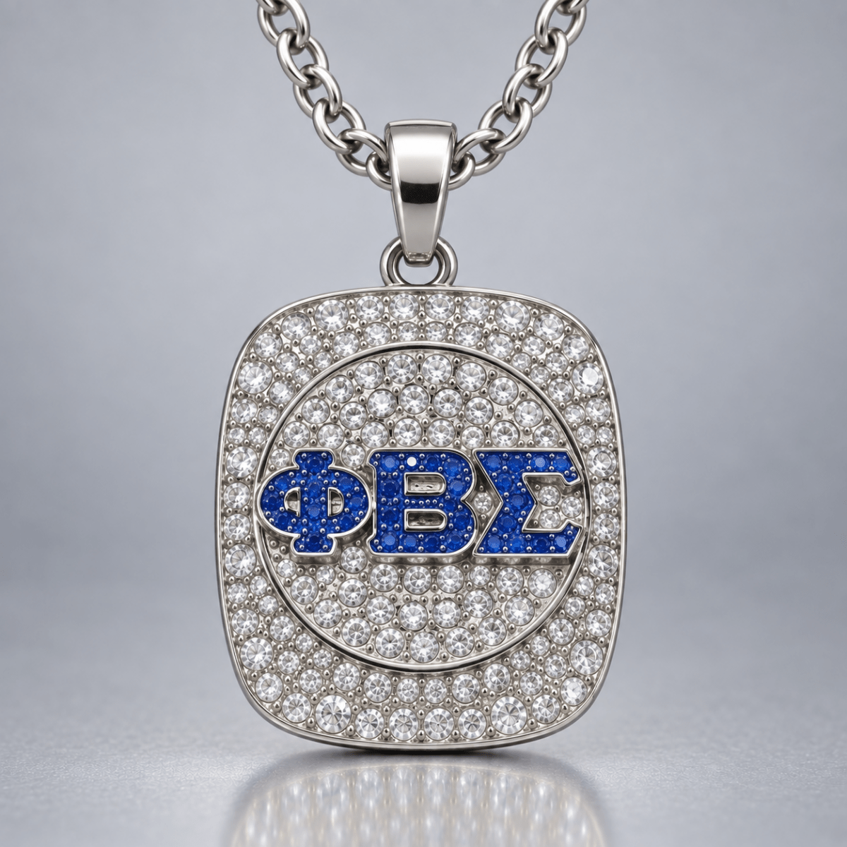 Phi Beta Sigma Pendant Necklace - Shine Series, Silver - fratrings