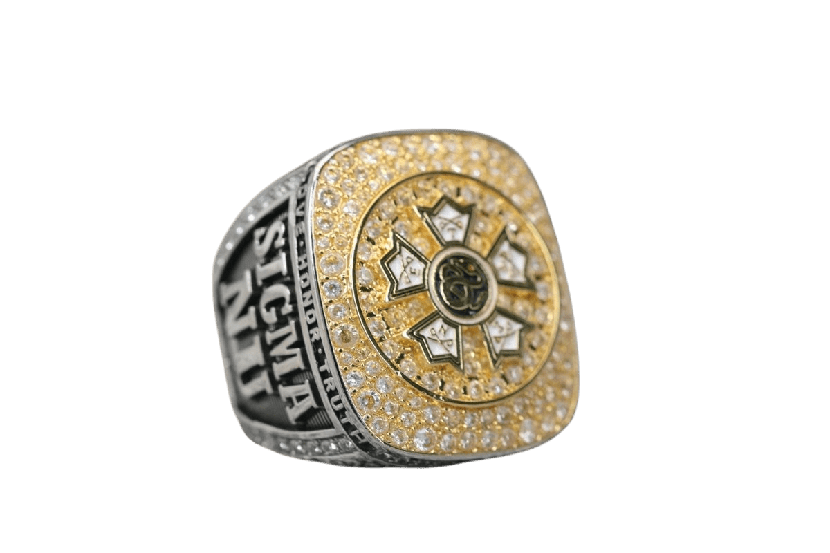 Sigma Nu Fraternity Ring (ΣΝ) - Shine Series, Dual Finish - fratrings