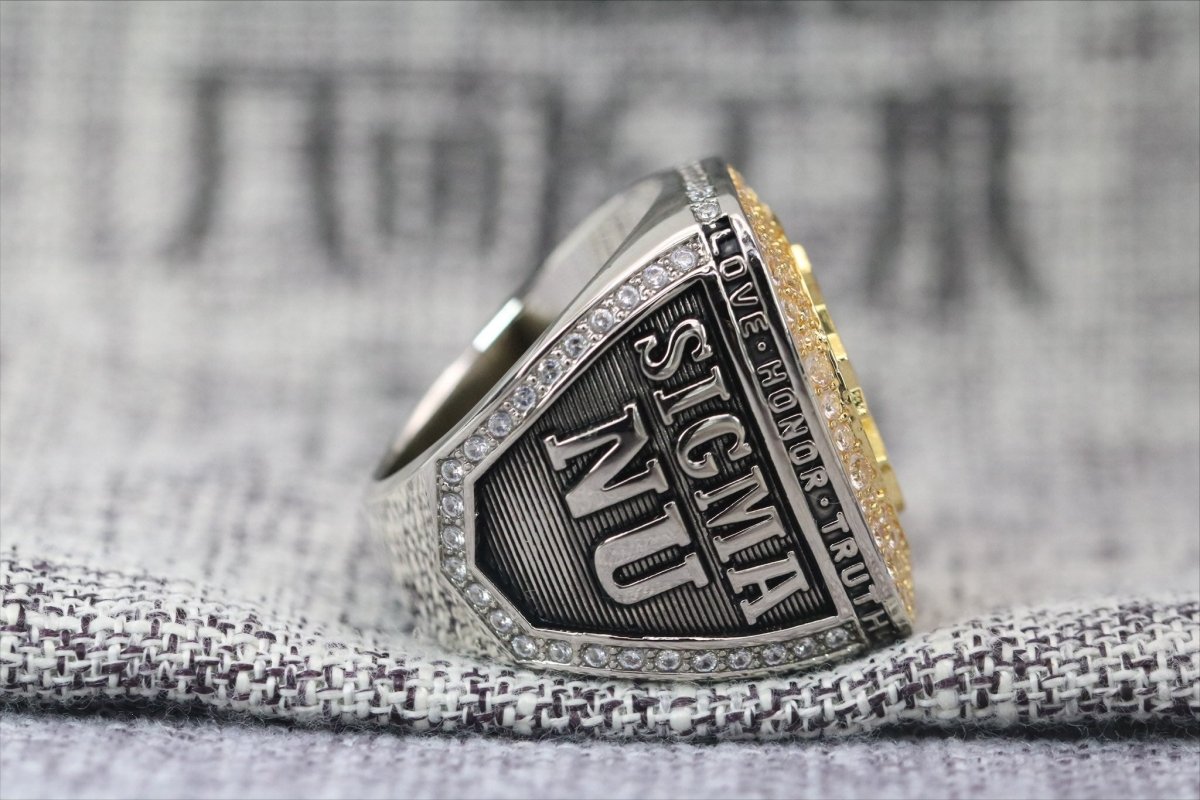 Sigma Nu Fraternity Ring (ΣΝ) - Shine Series, Yellow Gold Face - fratrings