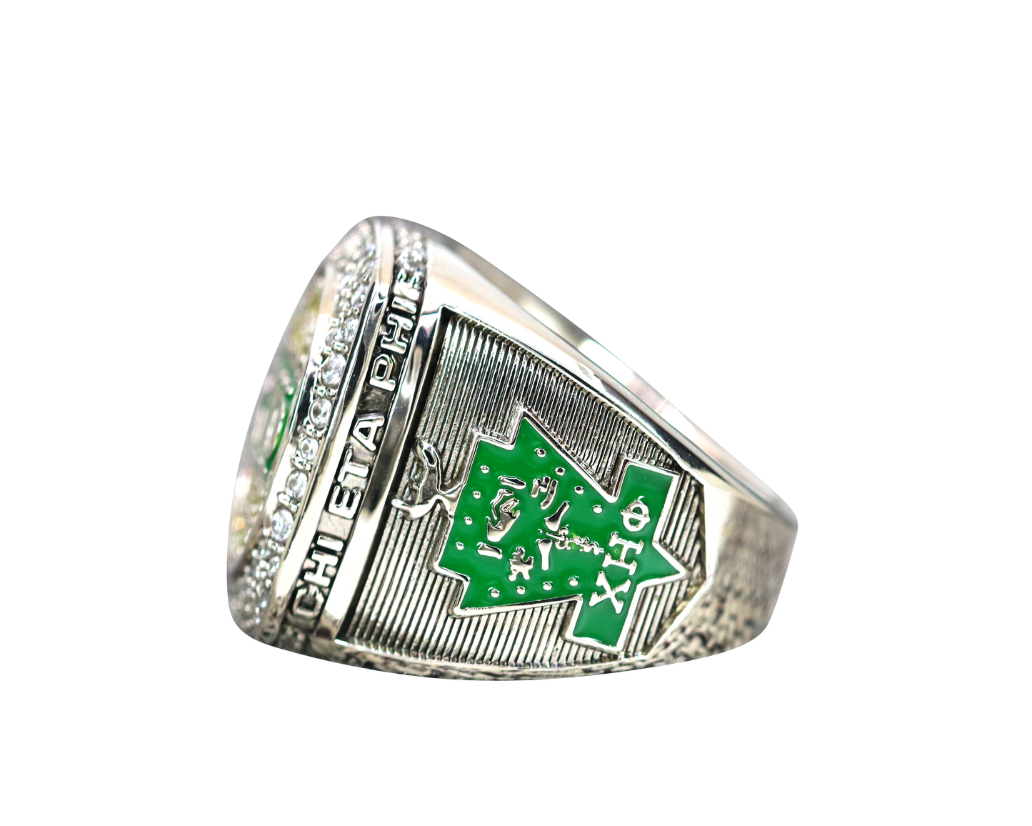 Chi Eta Phi Sorority Ring (ΧΗΦ) - Shine Series, Silver - fratrings