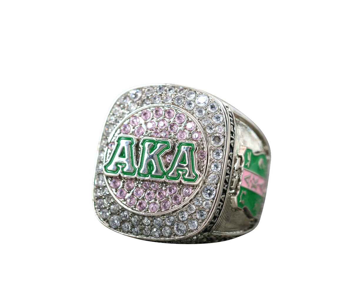 Alpha Kappa Alpha Sorority Ring (AKA) - Shine Series, Silver - fratrings