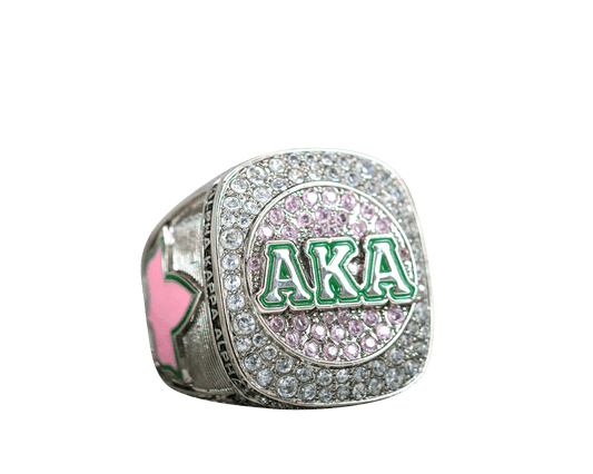 Alpha Kappa Alpha Sorority Ring (AKA) - Shine Series, Silver - fratrings