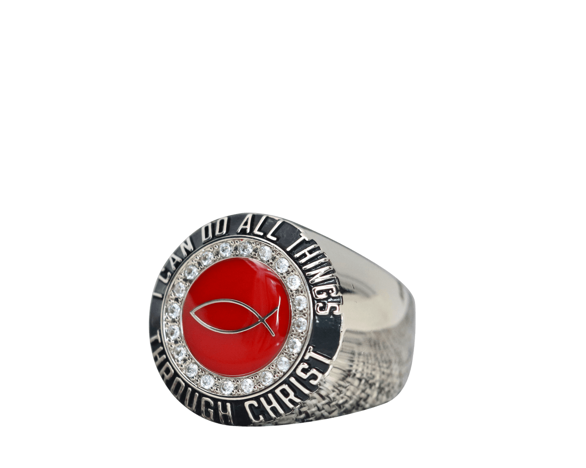 Christian Ichthys Ring - Diamond Halo Series - fratrings