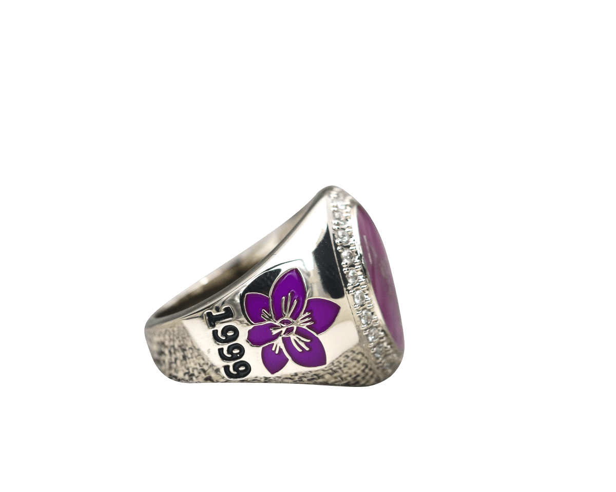 Delta Psi Epsilon Sorority Ring (ΔΨE) - Flower Series, Silver - fratrings