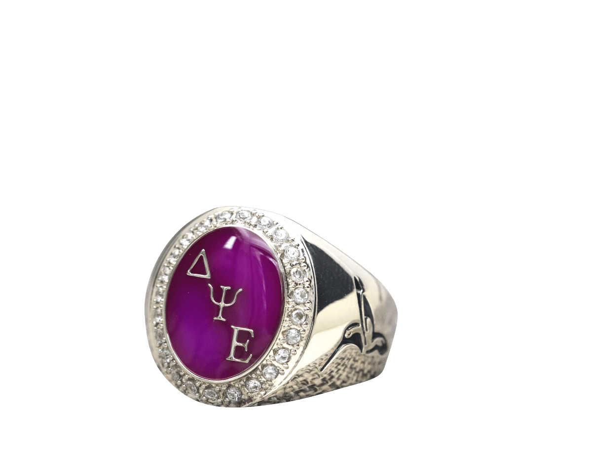 Delta Psi Epsilon Sorority Ring (ΔΨE) - Flower Series, Silver - fratrings