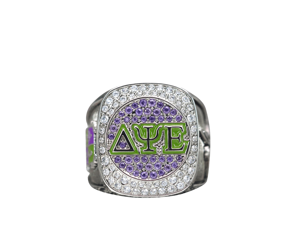 Delta Psi Epsilon Sorority Ring (ΔΨE) - Shine Series, Silver - fratrings