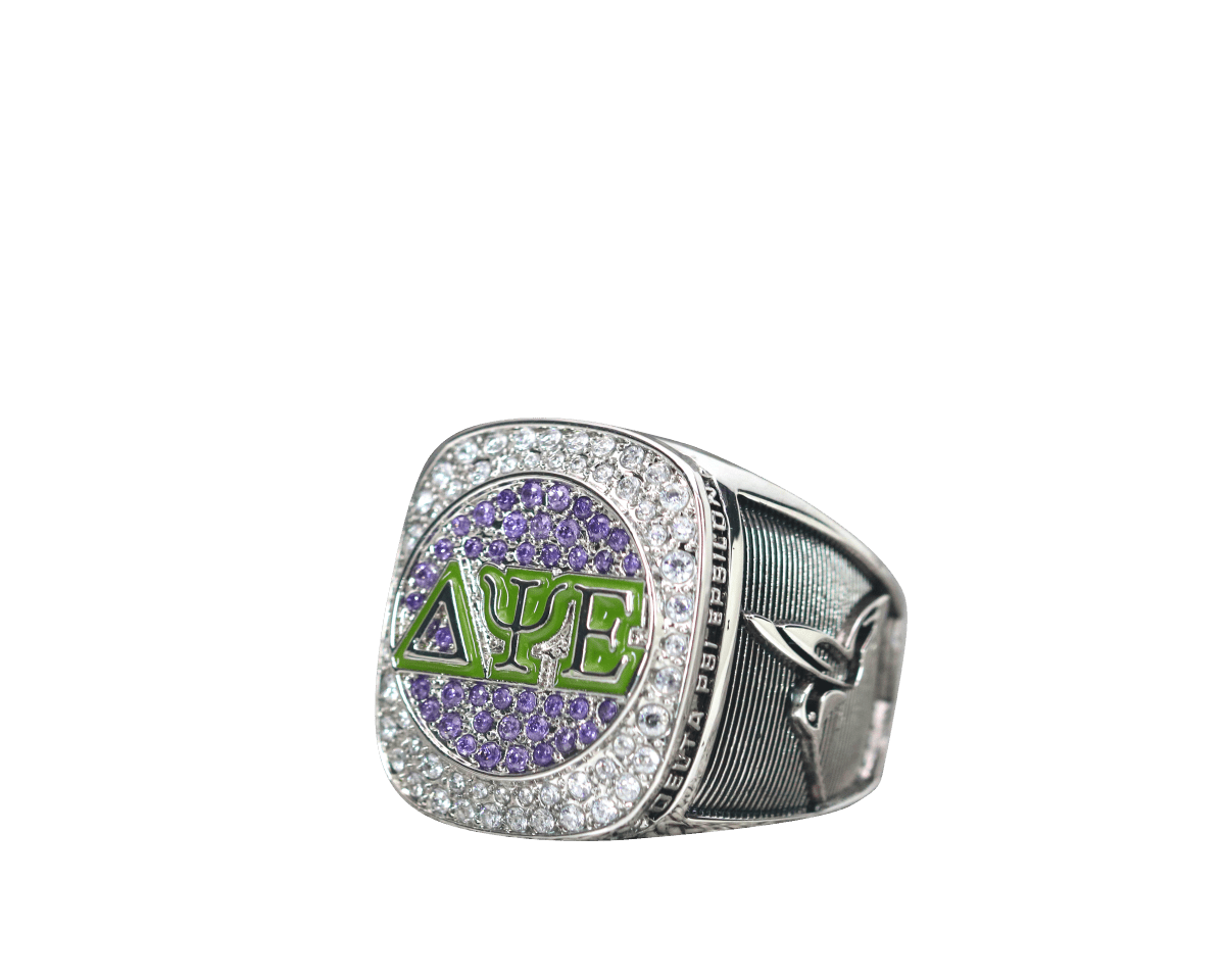Delta Psi Epsilon Sorority Ring (ΔΨE) - Shine Series, Silver - fratrings