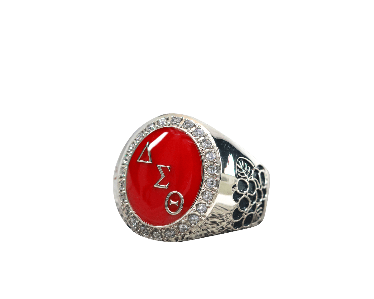 Delta Sigma Theta Sorority Ring (ΔΣΘ) - Flower Series, Silver - fratrings