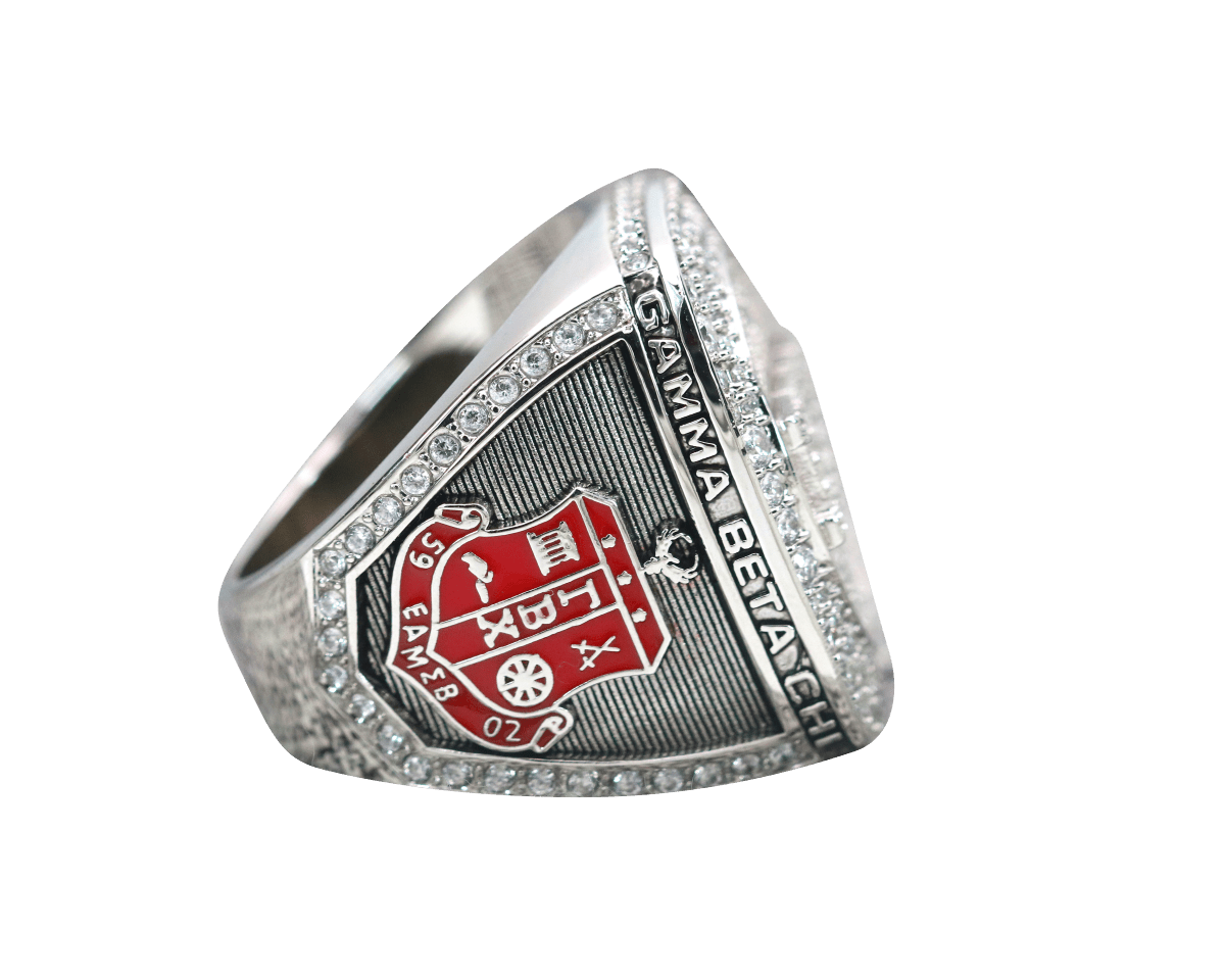 Gamma Beta Chi Fraternity Ring (ΓBΧ) - Shine Series, Silver - fratrings