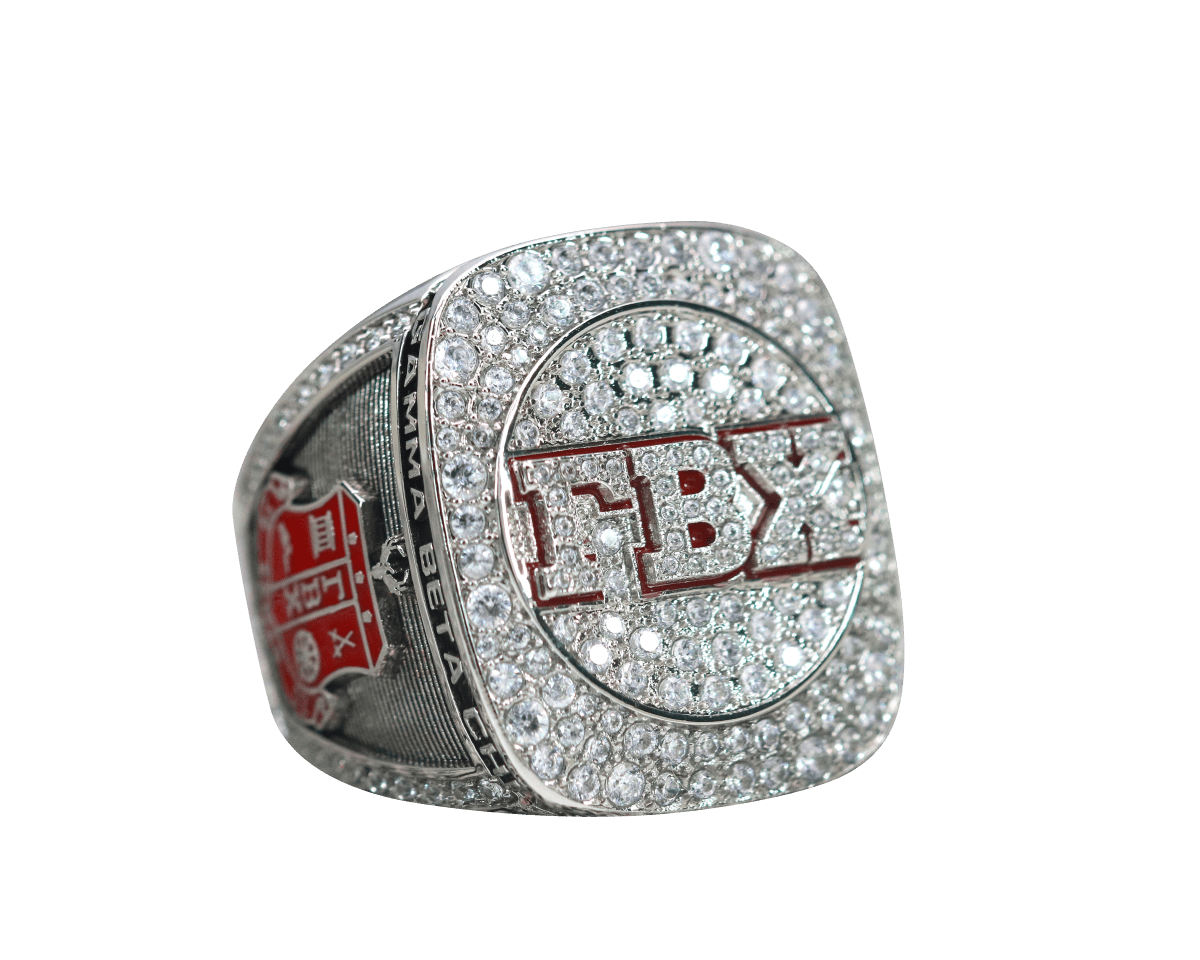 Gamma Beta Chi Fraternity Ring (ΓBΧ) - Shine Series, Silver - fratrings