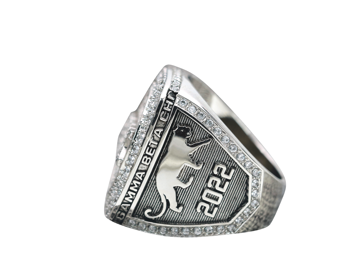 Gamma Beta Chi Fraternity Ring (ΓBΧ) - Shine Series, Silver - fratrings