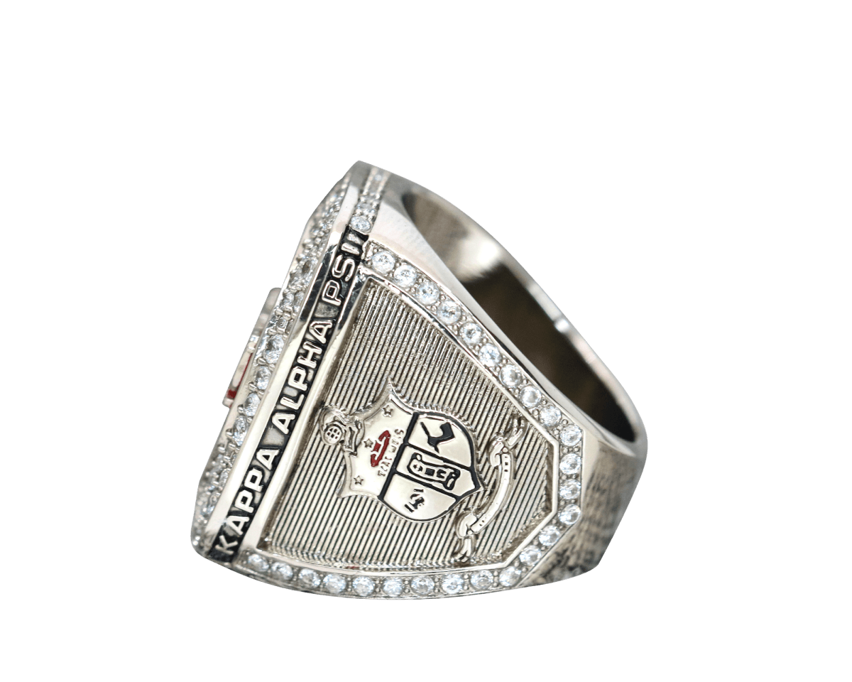 Kappa Alpha Psi Fraternity Ring (ΚΑΨ) - Shine Series, Silver - crest